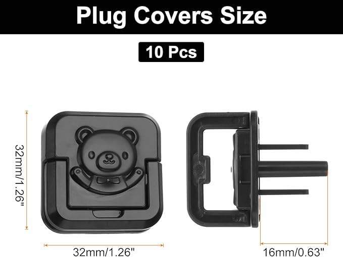 MECCANIXITY 10 Pack Outlet Covers Proofing, Plug Covers Easy Installation Electric Plug Protectors Safety Socket Cover Plugs Protector Black
