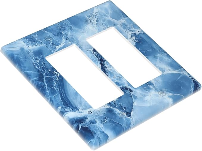 Outlet Covers Blue Marble Abstract Luxury Modern 1 Gang Duplex Light Switch Cover Plate Decorative Wall Plates Electrical Switchplate Receptacle for Bathroom Bedroom Decor（2 Pack）