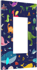 Ocean Dolphin Animal Boys Kids Girls 1-Gang Decorator Rocker Outlet Light Switch Cover Cute Cartoon Cool Blue/Green Dinosaur Decorative Single Device GFCI Receptacle Switch Wall Plate Dimmer Mid Size
