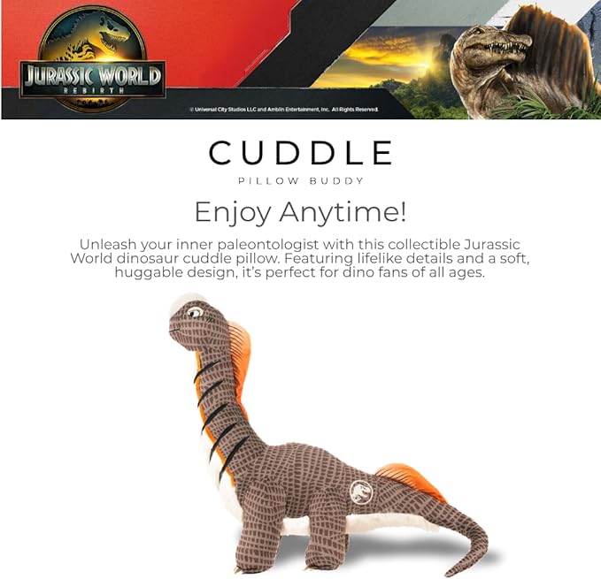 Jurassic World Rebirth Titanosaurus Dinosaur Kids Super Soft Cozy Cuddle Pillow Buddy, (Officially Licensed Product) by Franco
