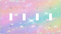 Decorative Light Switch Plate Covers Rainbow Shiny Gradient Colors 4 Gang Wall Plate Switch Cover Plate Quad Toggle Jumbo Electrical Faceplate for Kids Room Nursery Decor