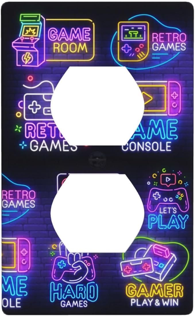Games Funny Outlet Covers Decorative Electrical Outlets Duplex Outlet 1-Gang Wall Plate Receptacle Wall Outlet Cover