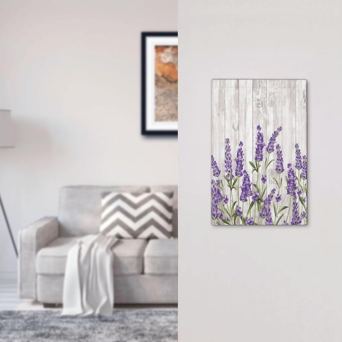 Purple Lavender Rustic Wooden Flowers Floral Plant Light Switch Cover Plate 1 Gang No Device Blank Electrical Wall Plates Faceplate Decorative Switch Plate Covers for Farmhouse Living Room Decor