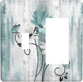 Teal Daisy Vintage Flower Butterfly Rustic Wood Print Outlet Covers 1 Toggle 1 Rocker Combination Decorative Wall Plate Electrical Switch Plates Light Switch Cover Plate for Farmhouse Home Decor