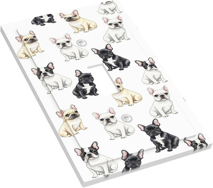 French Bulldog Watercolor 1-Gang Toggle Light Switch Plate, Cute Frenchie Puppy Chic Decorative Wall Plate for Pet Owners Decor