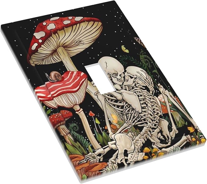 Mushroom Skull Skeleton Moon Single Toggle Wall Plates Decorative 1 Gang Light Switch Cover Star Plants Flora faceplate for Kitchen Living Room Accessories Decor
