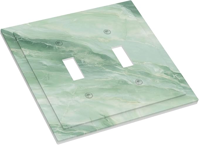 Outlet Covers Green Marble Luxury Abstract 1 Gang Duplex Light Switch Cover Plate Decorative Wall Plates Electrical Switchplate Receptacle for Bathroom Bedroom Decor（2 Pack）