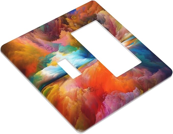Decorative Outlet Covers Colorful Sunset Watercolor Clouds 2 Gang Wall Plate Single Toggle 1 Rocker Light Switch Cover Switch Plate Covers Faceplate for Bedroom Home Decor