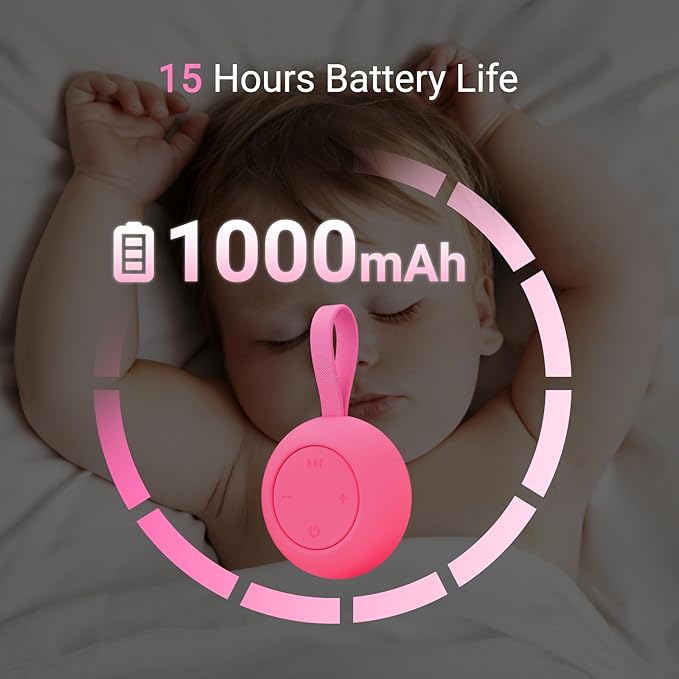 Jaroco Portable Baby Sound Machine [White Noise for Babies Kids Adults][Sleep Soother][12 Soothing Sounds] 15 Hours Battery Life, Registry Gift,Shower,Clips on Baby Stroller Rose