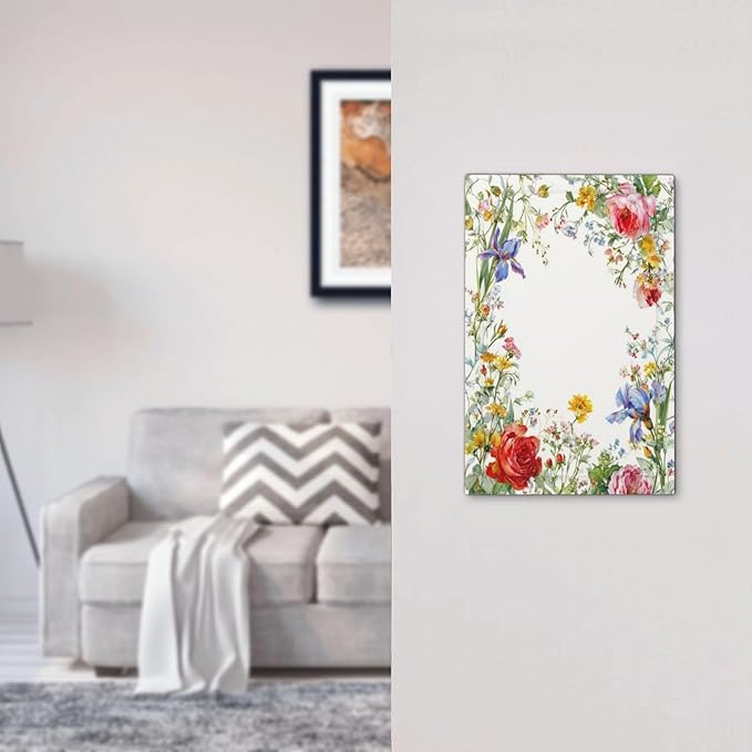 Decorative Light Switch Cover Plate Rustic Red Flower Garden Floral 1 Gang No Device Single Blank Outlet Covers Wall Plates for Electrical Outlets Faceplate for Country Home Decor