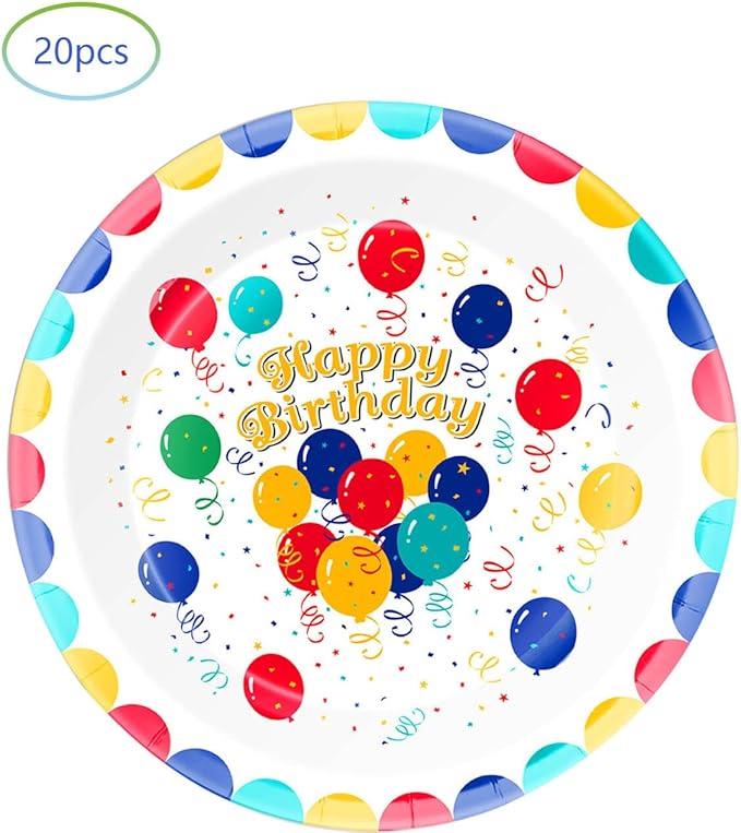 Happy Birthday Party Decorations Polka Dot Tableware Set, include 20 Plates and 20 Napkins, for Polka Dots Boys Girls Party Supplies