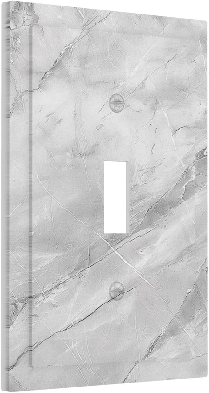 Decorative Light Switch Cover Plate Gray Marble Pattern 1 Gang Single Toggle Wall Plate Electrical Outlet Covers Decorate Switch Plate Cover for Home Farmhouse Decor