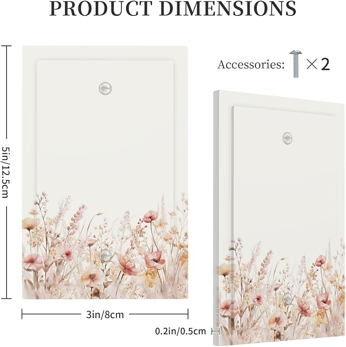 Light Switch Cover Plate Boho Floral Watercolor Flower Pattern 1 Gang No Device Blank Wall Plate Decorative Switch Plate Covers Electrical Outlet Cover for living Room Home Decor