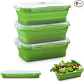 Alimat PluS 27oz Collapsible Food Storage Containers with Lids, 3 Pack Set 800ml Silicone Food Storage Containers, Green Collapsible Food Storage for Kitchen and Outdoor Activities