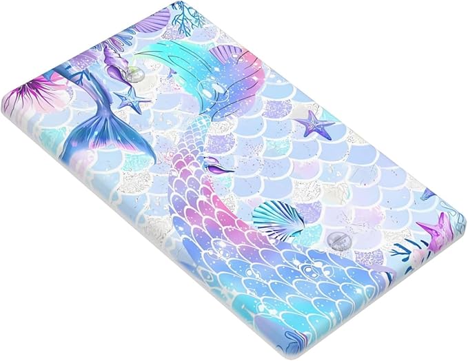 Mermaid Girl Light Switch Cover Plates Decorative Single Blank Wall Plate Electrical Switchpalte Faceplate for Kid Bedroom Home Bathroom Decor 4.5" x 2.76"