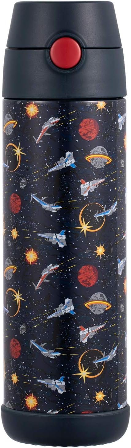 Snug Insulated Kids Water Bottle with Straw & Spout – Double-Wall Stainless Steel, Leakproof, Easy-Flip Lid – For School, Travel, Toddlers & Big Kids - Space Wars, 17oz