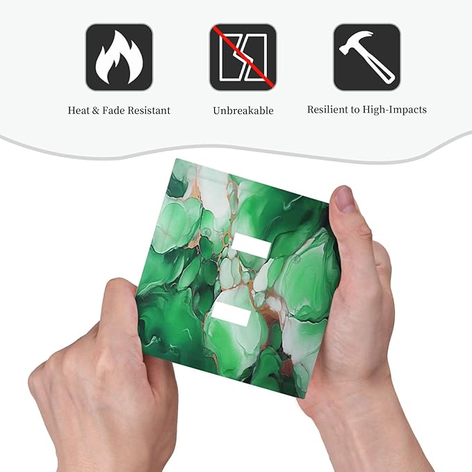 Decorative Light Switch Cover Plate Abstract Luxury Emeralds Green Gold MarbleTextures 2 Gang Wall Plate Oversized Double Toggle Two Switch Wall Cover Plate Dual Device Face Plate