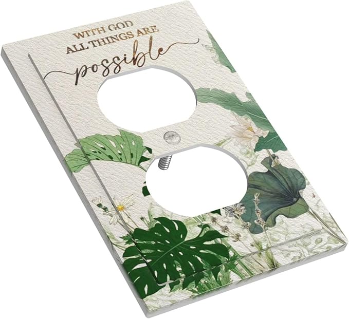 Decorative Outlet Covers Boho Green Monstera Leaf Inspirational Quotes 1 Gang Duplex Light Switch Cover Plate Unique Wall Plates for Electrical Switch Plate Covers for Bedroom Decor