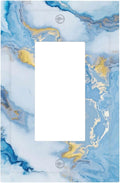 Beautiful Marble Texture Blue Gold Fluid Abstract Print Decorative Outlet Covers 1 Gang Single Rocker Light Switch Cover Plate Wall Plates GFCI Faceplate for Bedroom Bathroom Decor