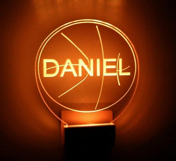 Night Light Multi Color Personalized LED Plug-in, Ultra-Slim Touch Night Light Smart Dusk to Dawn Sensor, Kids Children's Bedroom Kitchen Bathroom Hallway Play Room Variations (Basketball)