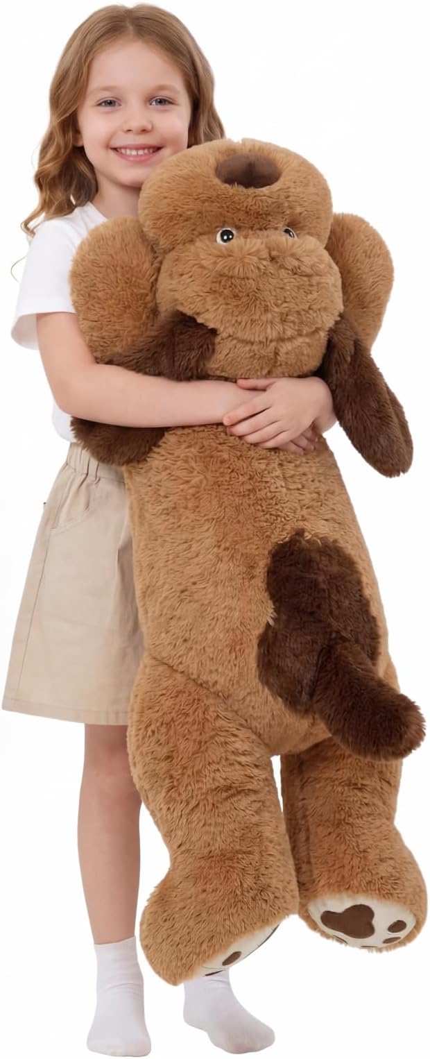 MaoGoLan Giant Dog Plush,31 inches Large Stuffed Animal Dog,Chocolate Brown Fluffy and Cuddly Stuffed Puppy Stuffed Animal Throw Pillow Toy Gift for Puppy Lover,Girls,Kids