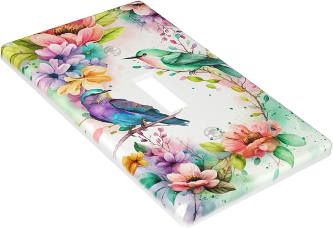 Bird Floral Flower Light Switch Cover Plates Decorative Single Toggle Wall Plate, 1 Gang Lightswitch Cover