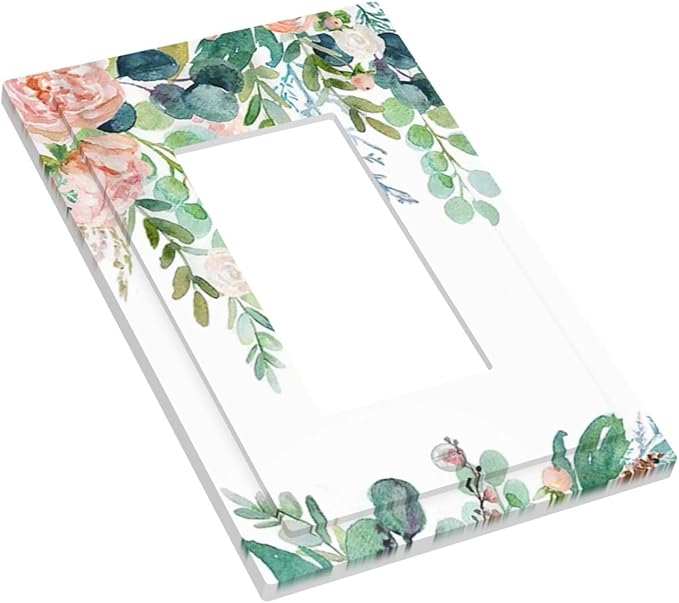 Green Eucalyptus Leaves Floral Watercolor Flower Decorative Outlet Covers 1 Gang Single Rocker Light Switch Cover Plate Wall Plates GFCI Faceplate for Bed Room Living Room Decor