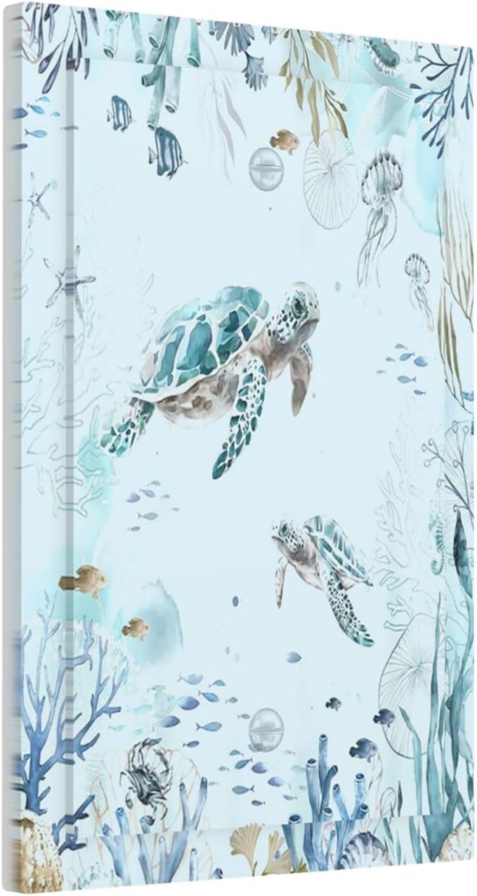 Light Switch Cover Plate Teal Blue Ocean Sea Turtle Seabed Plants 1 Gang No Device Blank Electrical Wall Plates Faceplate Decorative Switch Plate for Bathroom Kids room Decor