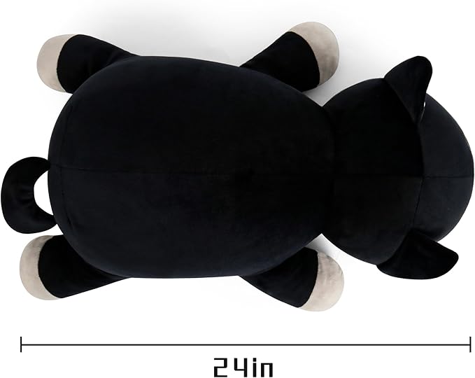 Wepop 24" Black Cat Plush Weighted Stuffed Animals, 4.2lbs Weighted Black Cat Pillow Giant Cat Stuffed Animal Cuddle Plushies Gift for Kids Adults
