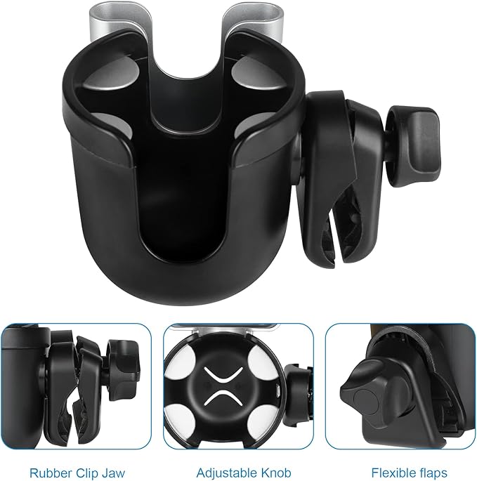 Accmor Stroller Cup Holder with Phone Holder, Bike Cup Holder, Universal Cup Holder for Uppababy Nuna Doona Strollers, 2-in-1 Cup Phone Holder for Stroller Bike Accessory