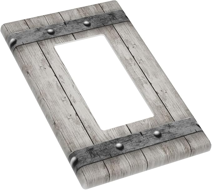 Rustic Cabin Wooden Texture 1-Gang Rocker Wall Plate, Gray Vintage Wood Switch Plate for Home, Cabin, Lodge & Farmhouse