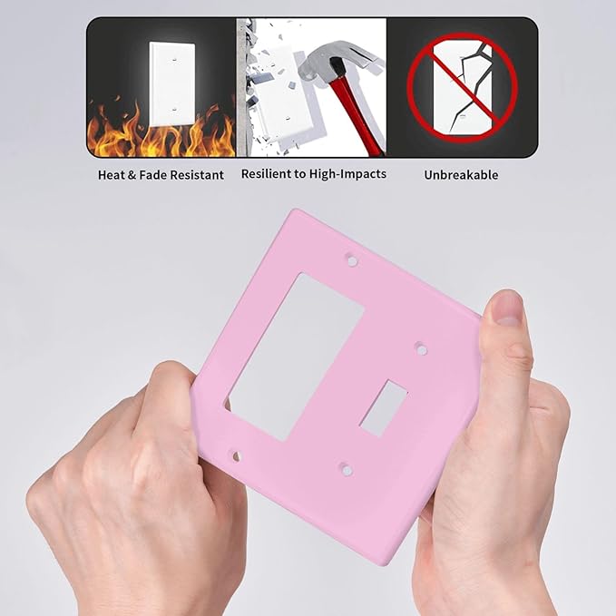 Decorative Light Purple 2 Gang Combination Single Toggle with One Rocker/GFCI Light Switch Cover Romantic Woman Lavender 1-Toggle 1-Decorator Wall Plate GFCI Combo Receptacle Outlet Faceplate Covers
