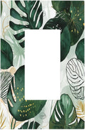 Decorative Outlet Covers Boho Tropical Leaves 1 Gang Single Rocker Light Switch Cover Plate Wall Plates GFCI Faceplate for Bedroom Bathroom Decor