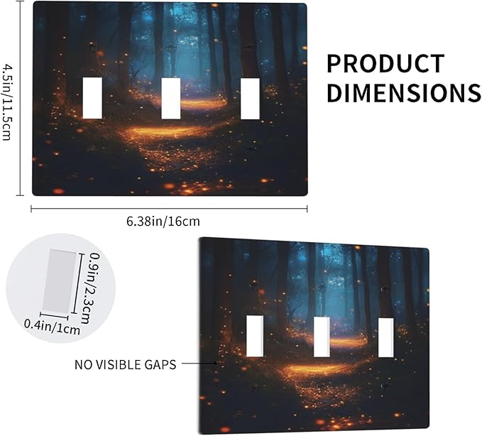 Decorative Art Light Switch Covers Enchanted Glowing Forest 3 Gang Triple Toggle Wall Plate Decorative Switch plate Electrical Faceplate for Home Decor