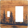 Forest Pine Tree Woodland Woods 2 Gang Combination 1-Toggle 1-Decorator/Gfci Device Wall Plates Lodge Barn Farm Rustic Cabin One Rocker with Toggle Combo Light Switch Plates and Socket Outlet Covers