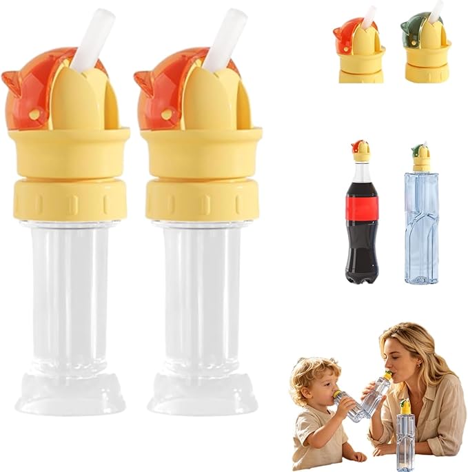 2pcs Water Bottle Spout Conversion Cap with Straw,Soft Silicone Straws,Reusable Children Beverage Water Bottle Straw Lid,Universal Soda Can Lids Spouts (red)