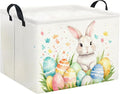 HIYAGON Rectangular Easter Basket for Kids and Girls Cute Toy Storage Organizer Bin Box Easter Egg Room Decor(Watercolor Easter)