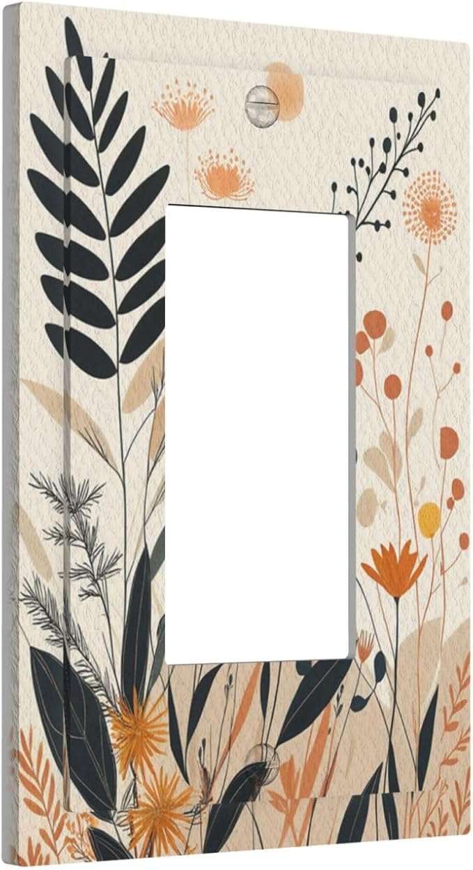 Light Switch Cover Plate Minimalist Floral Boho Botanical Wildflowers 1 Gang Outlet Covers Single Rocker Decorative Switch plates Electrical Wall Plates GFCI Receptacle for Bathroom Bedroom