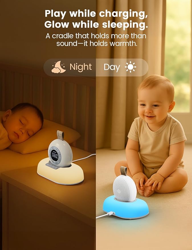 Glocusent White Noise Machine with Night Light, 62 Soothing Sounds & 9 Colors Night Light Portable Sound Machine - Baby Sound Machine for Sleeping, Noise Canceling for Home Office Travel