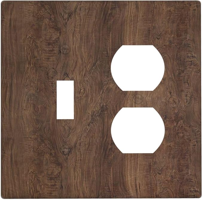 Wallplates Rustic Vintage Wood Grain Brown 1 Toggle 1 Duplex Switch Plate Electrical GFCI Faceplate Decorative Light Switch Covers for Farmhouse Cabin Decor