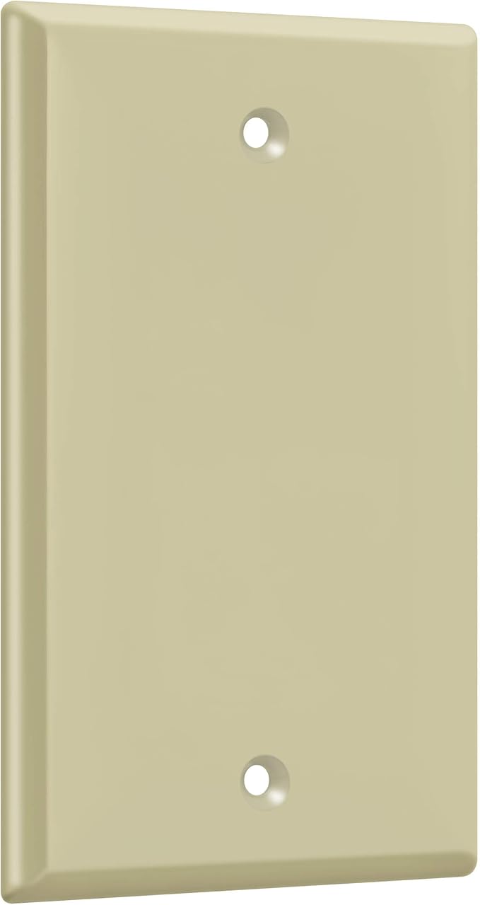 ENERLITES Blank Device Wall Plate, Gloss Finish, Standard Size 1-Gang 4.50" x 2.76", Polycarbonate Thermoplastic, 8801-I-10PCS, Ivory (10 Pack)