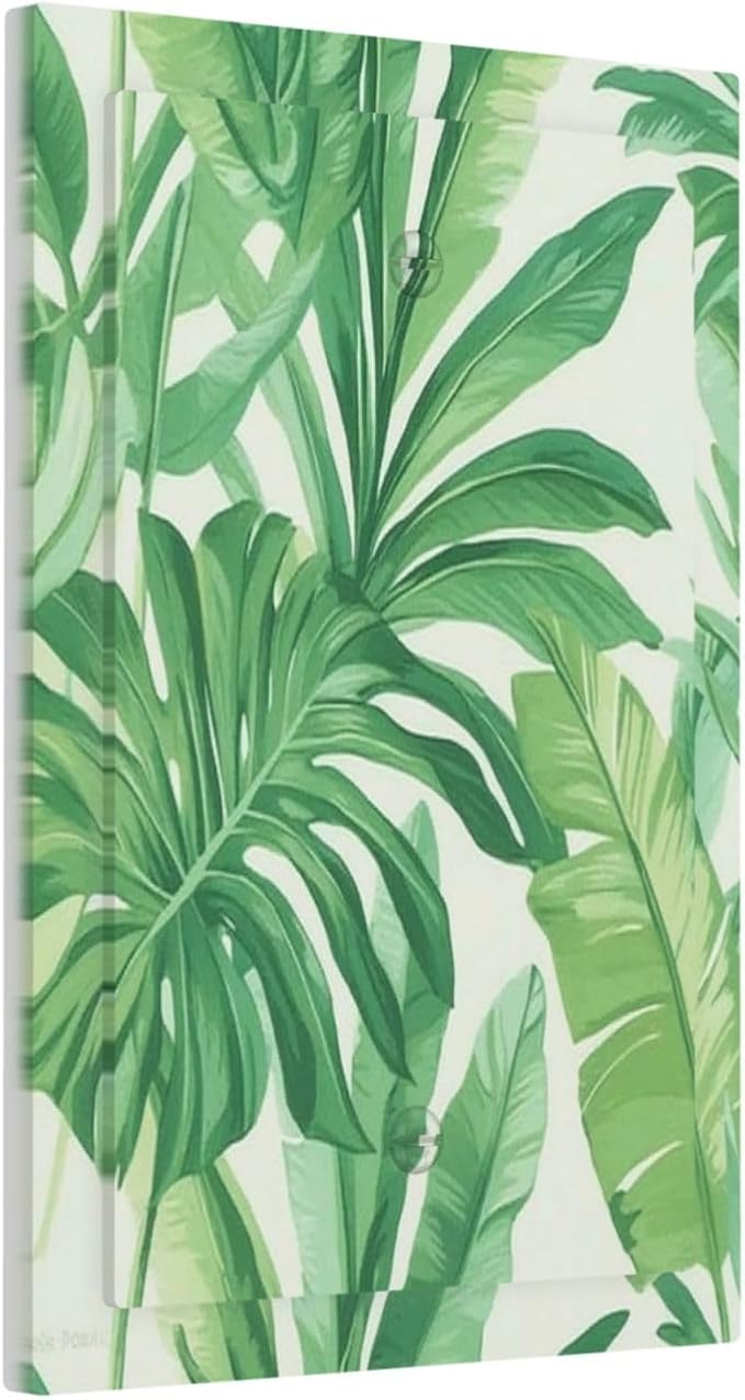 Light Switch Cover Plate Tropical Palm Tree Leaf Green Plant 1 Gang No Device Blank Electrical Wall Plates Faceplate Decorative Switch Plate For Bed Room Living Room Decor