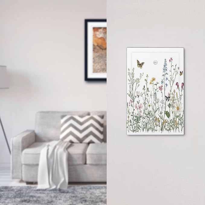 Light Switch Cover Plate Rustic Wildflowers Butterfly Colorful Floral 1 Gang No Device Blank Electrical Wall Plates Faceplate Decorative Switch Plate For Bed Room Living Room Decor