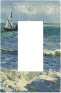 Nautical Ocean Waves Sailboat Painting Blue Sky Decorative Outlet Covers 1 Gang Single Rocker Light Switch Cover Plate Wall Plates GFCI Faceplate for Bathroom Bedroom Decor