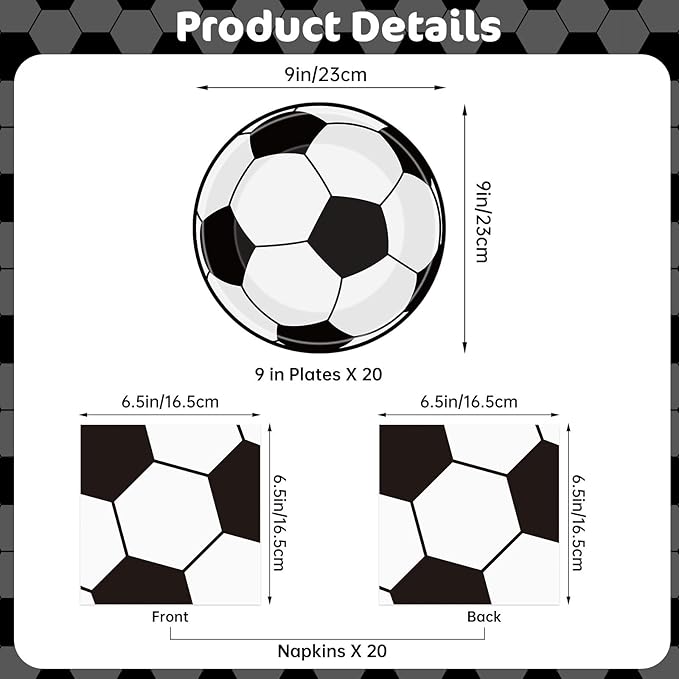 40Pcs Soccer Plates and Napkins Party Supplies - Soccer Birthday Party Decorations Tableware Set, Disposable Paper Dinner Plates Napkins for Sport Themed Soccers Parties Table Decor Favors, Serves 20