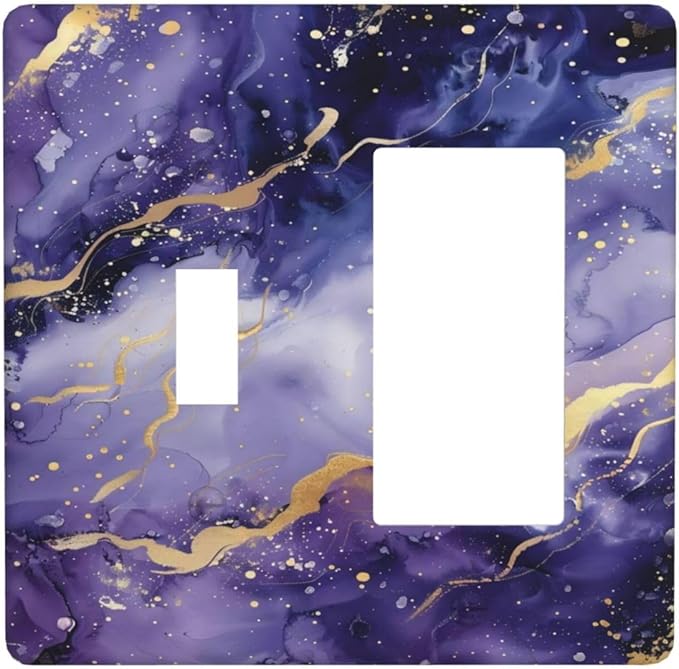 Decorative Outlet Covers Modernity Abstract Purple Golden Marble 2 Gang 1 Gang Wall Plate Cover Single Toggle Rocker Combination Light Switch Plate Covers Jumbo Switch Cover Plate