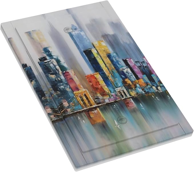 Colorful Nyc Skyline Textured Modern Abstract Light Switch Cover Plate 1 Gang No Device Blank Electrical Wall Plates Faceplate Decorative Switch Plate Covers for Bedroom Living Room Decor