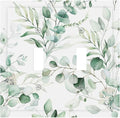 Boho Green Eucalyptus Leaf Floral Plants Flowers Decorative Switch Plates 2 Gang Double Toggle Outlet Light Switch Cover Wall Plate Electrical Faceplate for Bed Room Living Room Decor