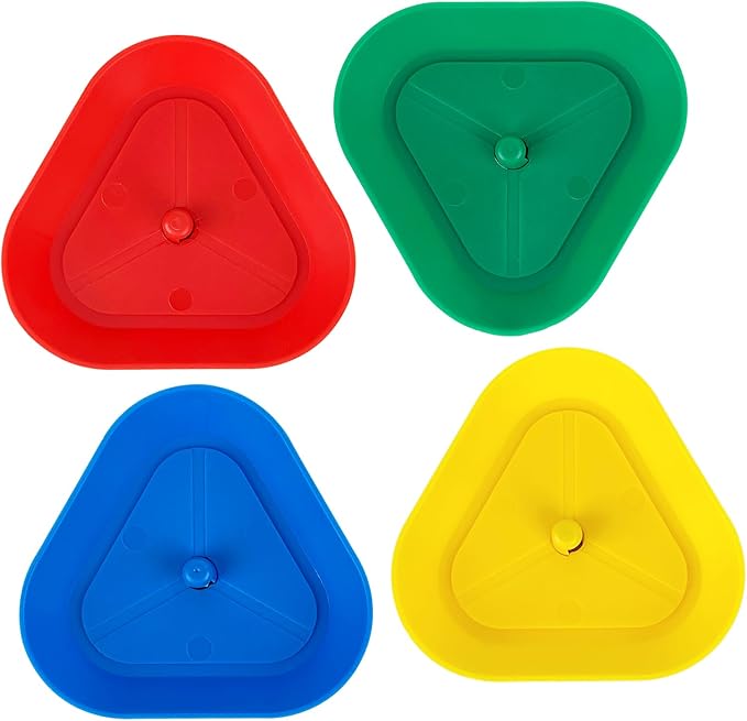 ZUFECY 4-Pack Triangular Card Holders, Small Lightweight ABS Holders for Kids and Seniors, 4 Colors with Push-Button Design for Poker Parties, School and Family Card Games