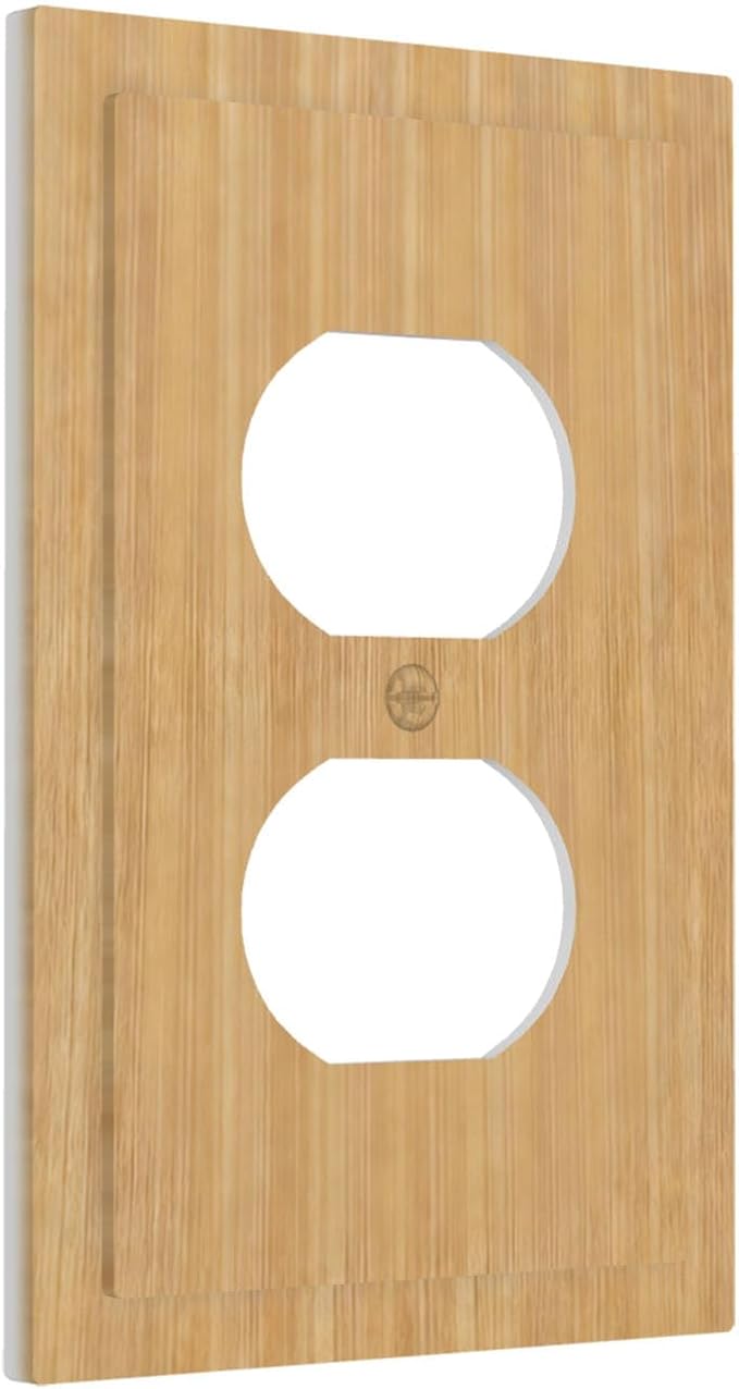 Rustic Woodgrain Duplex Wall Plate - 1-Gang Standard US Size Minimalist Farmhouse Wooden Outlet Covers for Home Decor